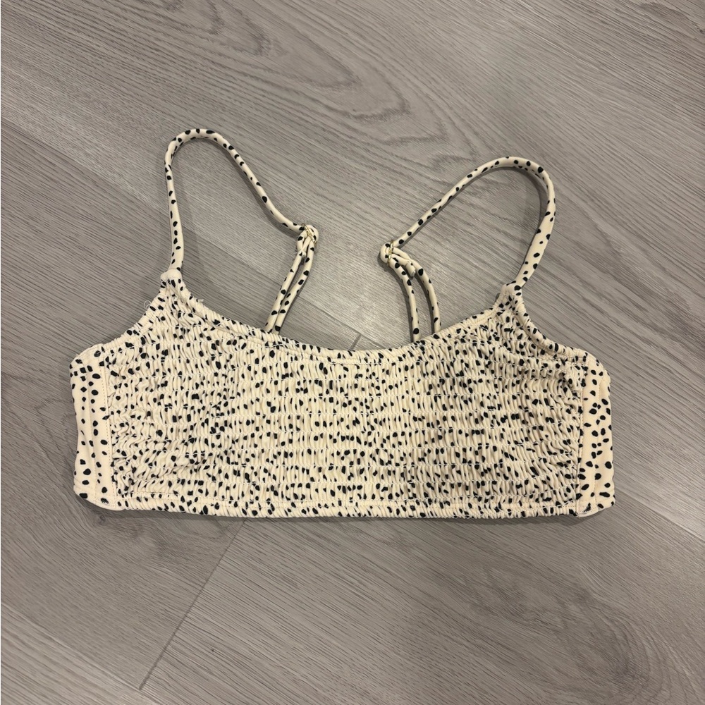Black and Cream Polka Dot Bikini Top